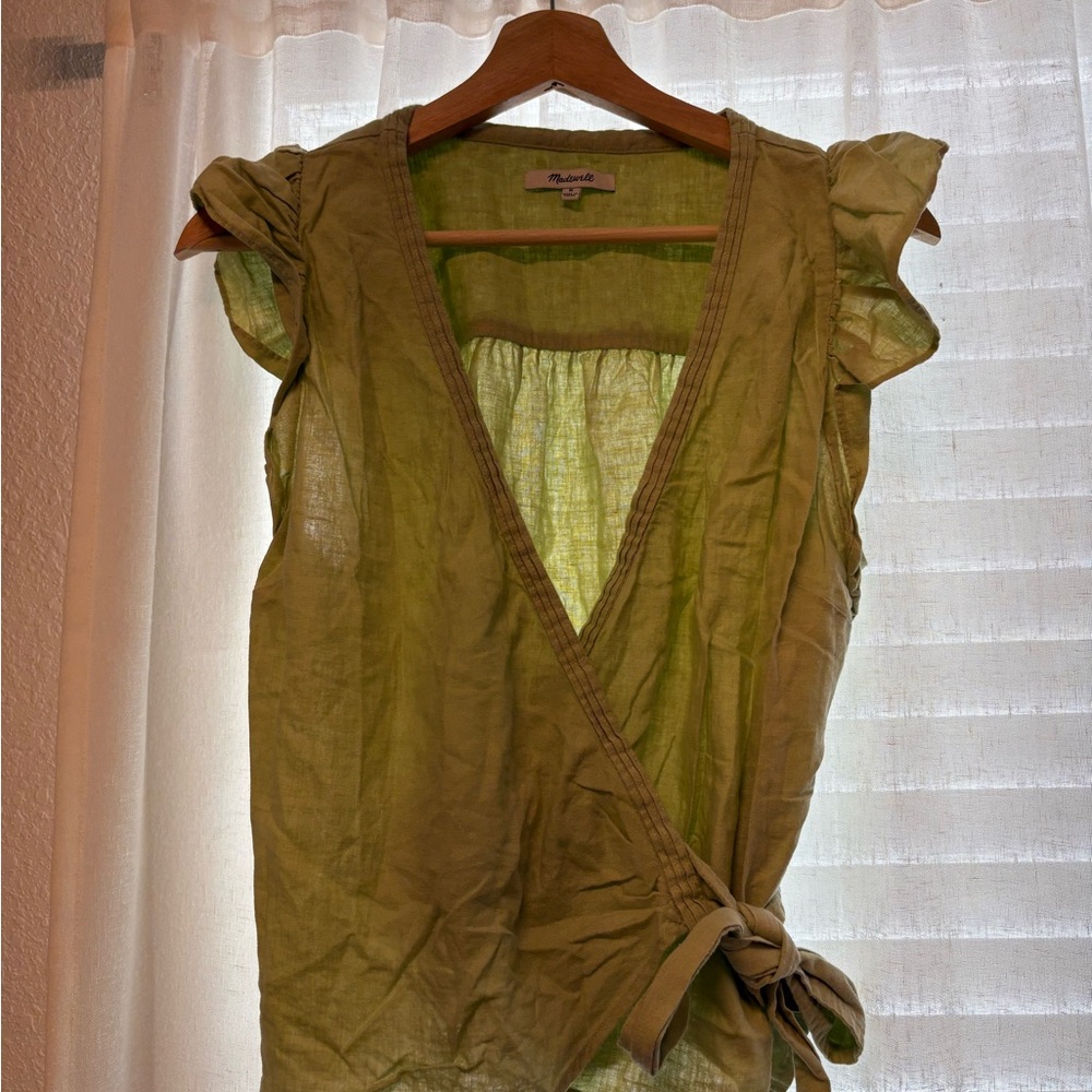 Madewell Olive Green Wrap Blouse